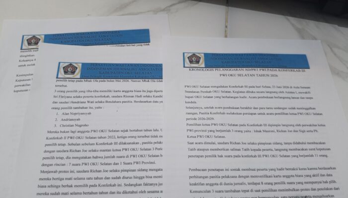 Konferkab PWI OKU Tuai Kontroversi Panitia dan Kandidat Calon Tempuh Upaya Hukum Organisasi