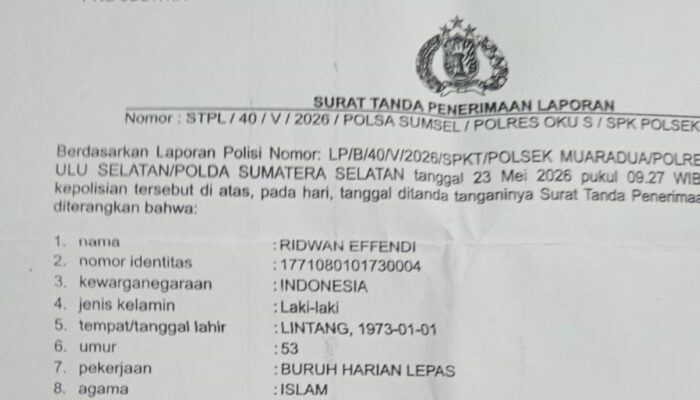 Keluarga Soroti Penanganan Polsek Muaradua Resor OKU Selatan yang Dinilai Lamban Pelapor Kurang Nyaman 