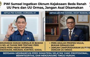 PWI Sumsel Ingatkan Oknum Kejaksaan: Beda Ranah UU Pers dan UU Ormas, Jangan Asal Disamakan